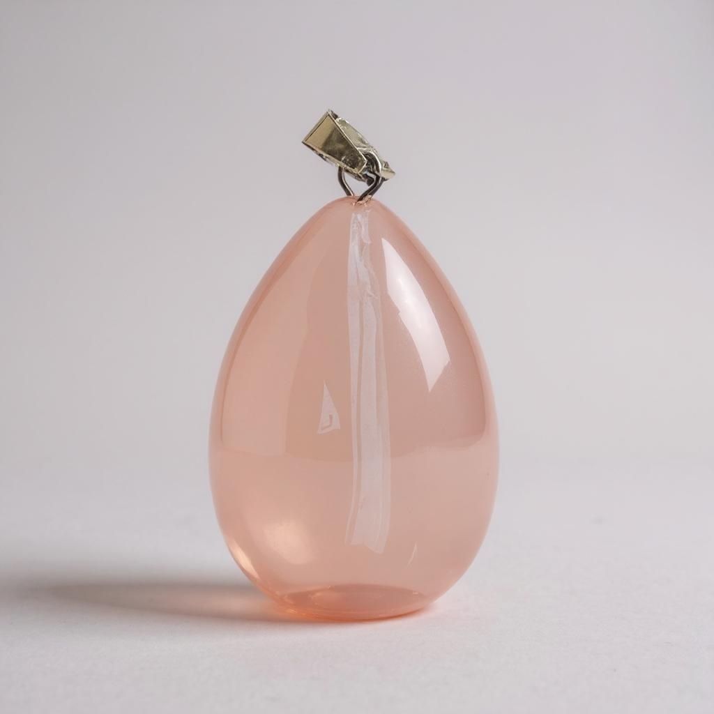 PENDENTE A GOCCIA IN QUARZO ROSA
