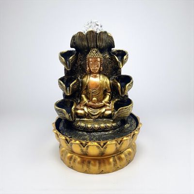 FONTANA DORATA  IN RESINA BUDDHA IN MEDITAZIONE