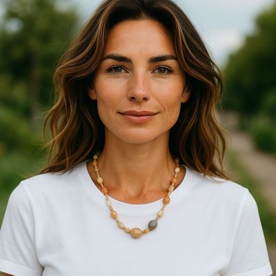COLLANA IN PIETRA DI LUNA  E PERLE DI FIUME
