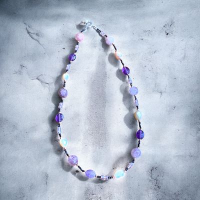 COLLANA  PIETRE DI AMETISTA E PERLE