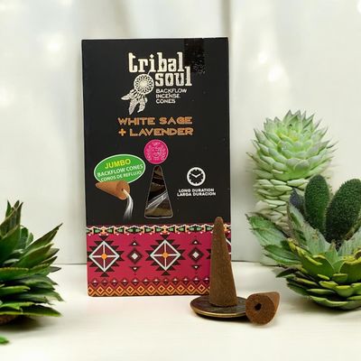 CONI DI  INCENSO BACKFLOW  TRIBAL SOUL SALVIA BIANCA E LAVANDA