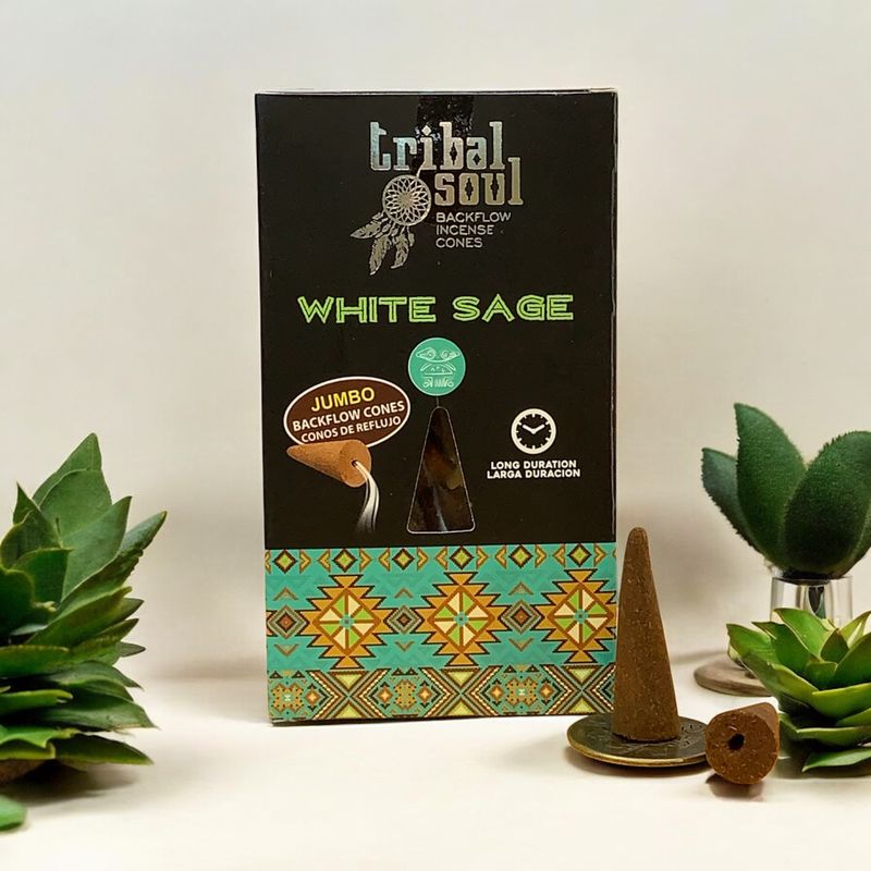 CONI DI  INCENSO BACKFLOW  TRIBAL SOUL SALVIA BIANCA
