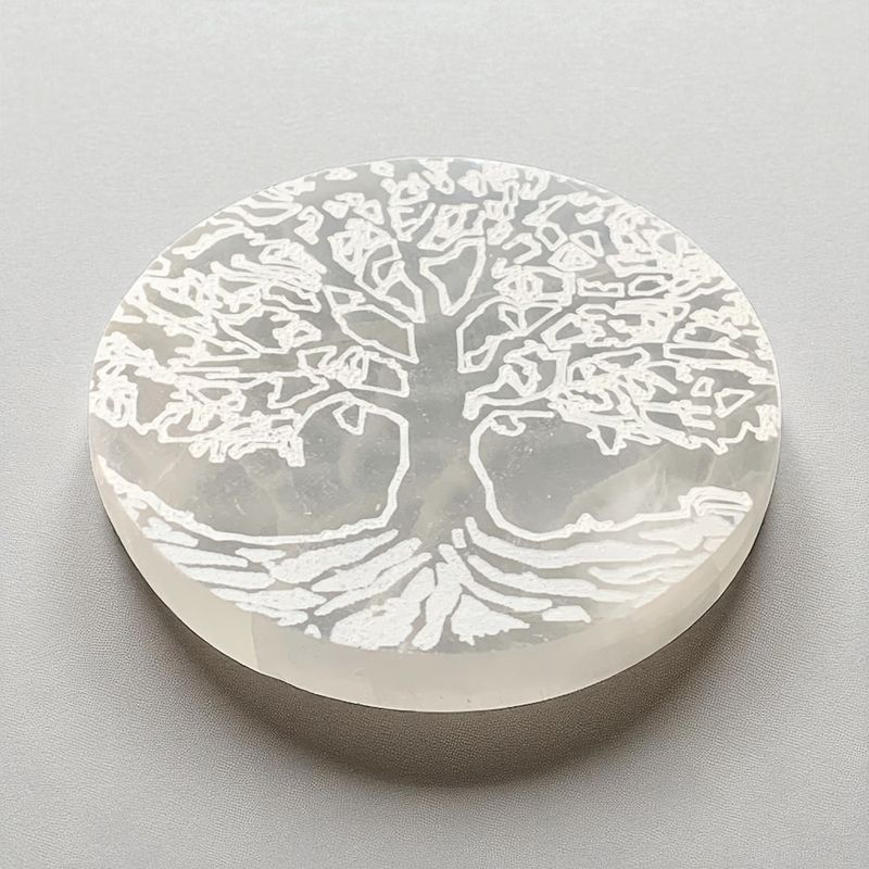 SELENITE DISCO INCISO ALBERO DELLA VITA