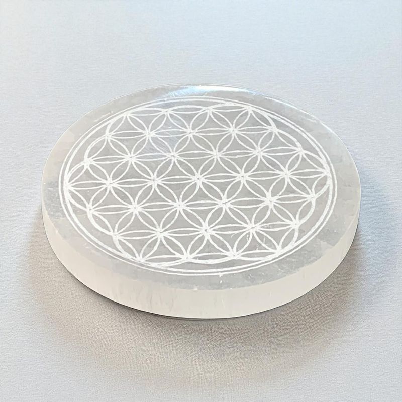 SELENITE DISCO INCISO FIORE DELLA VITA