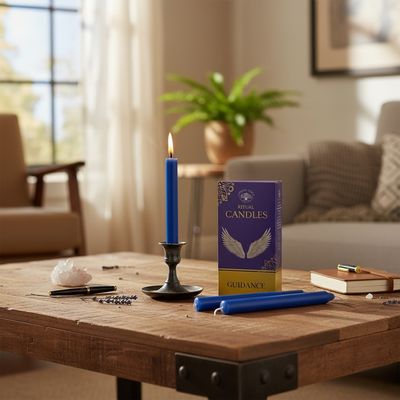 CANDELE RITUALI  GUIDA AZZURRE 10 PEZZI