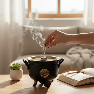 BRUCIA INCENSI PER CARBONCINI CALDERONE FIORE DELLA VITA ​