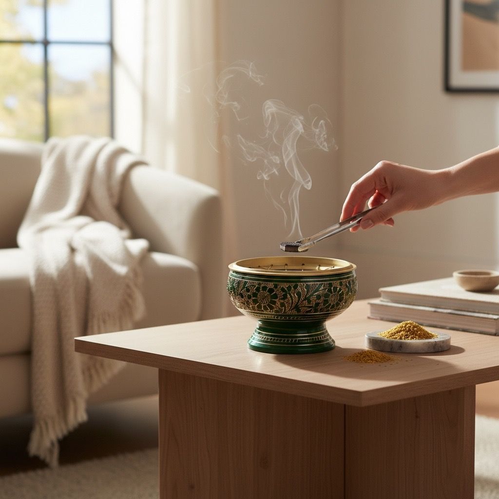 ​BRUCIA INCENSI PER CARBONCINI  IN OTTONE VERDE​