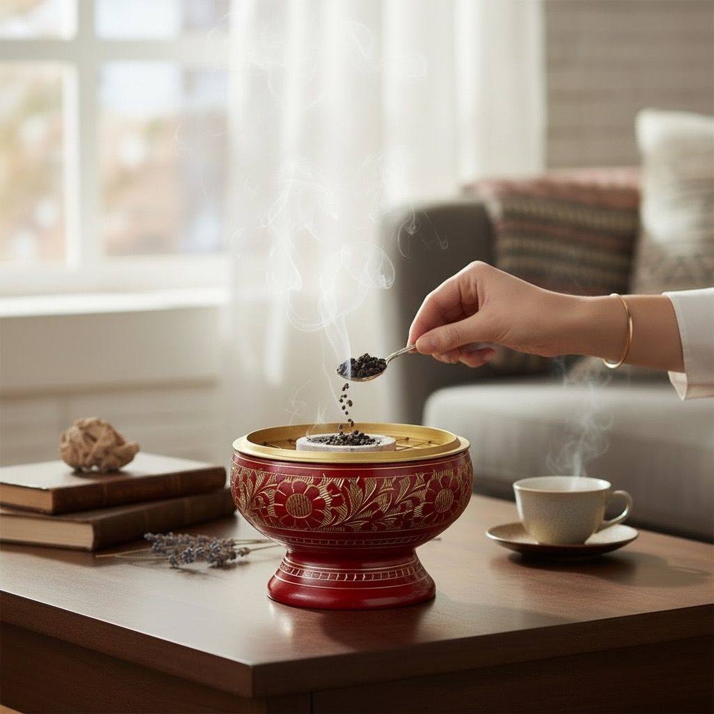 ​BRUCIA INCENSI PER CARBONCINI IN OTTONE  ROSSO