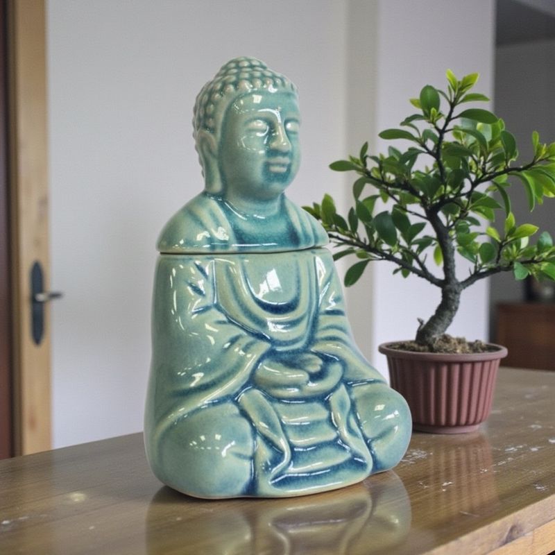 BRUCIATORE PER ESSENZE BUDDHA SEDUTO BLU 2 PEZZI