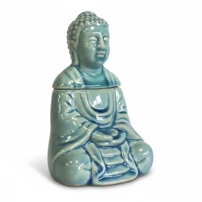 BRUCIATORE PER ESSENZE BUDDHA SEDUTO BLU 2 PEZZI