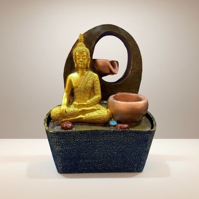 FONTANA DORATA  IN RESINA BUDDHA A VASI