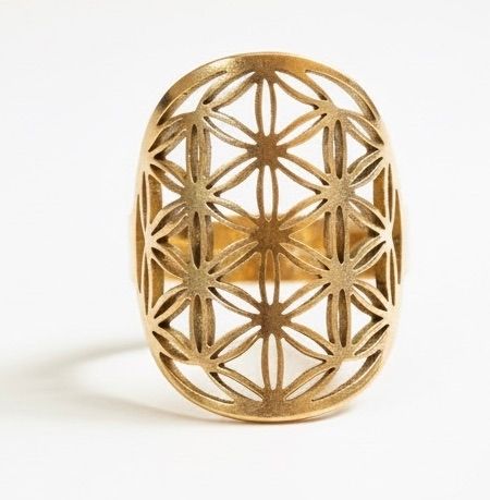 ANELLO GEOMETRIA SACRA FIORE DELLA VITA  COLOR ORO
