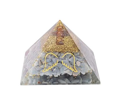 ORGONITE PIRAMIDE ANGELITE CON ALI D'ANGELO