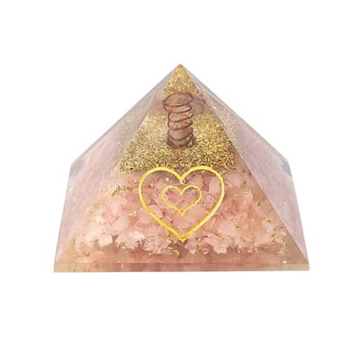 ORGONITE PIRAMIDE QUARZO ROSA CON CUORE