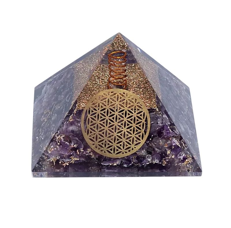 ORGONITE PIRAMIDE AMETISTA FIORE DELLA VITA