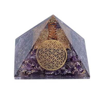 ORGONITE PIRAMIDE AMETISTA FIORE DELLA VITA