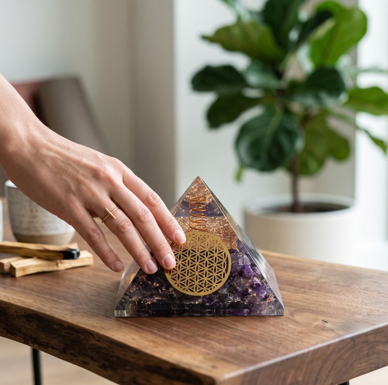 ORGONITE PIRAMIDE AMETISTA FIORE DELLA VITA