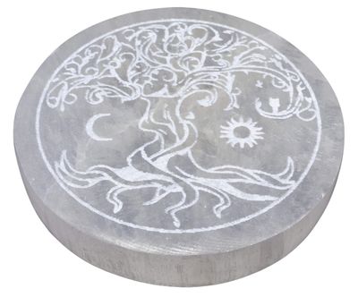 SELENITE DISCO INCISO ALBERO DELLA VITA SOLE LUNA SELENITE DISCO INCISO ALBERO DELLA VITA SOLE LUNA