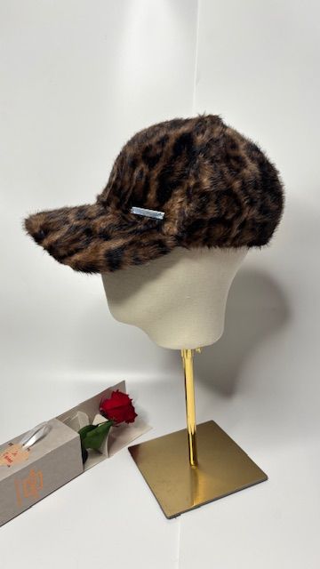 Casquette en fourrure Léopard Marron