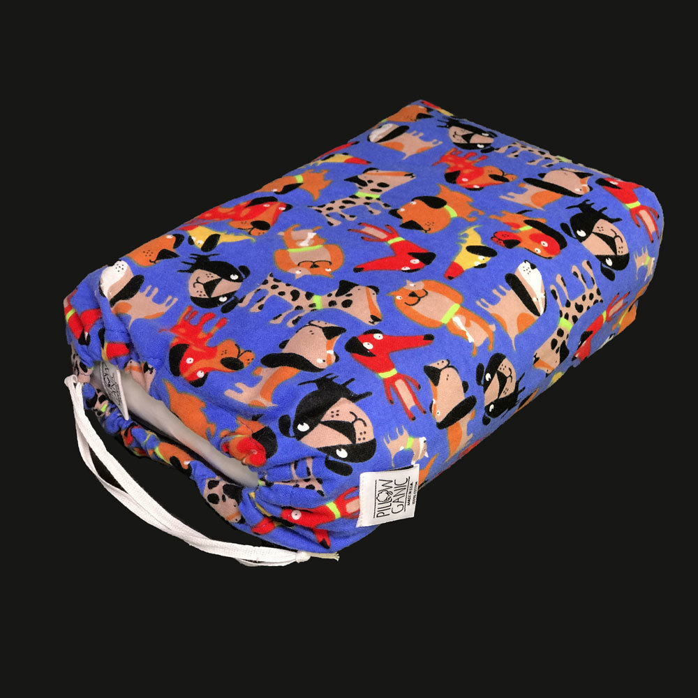 Compact Soft PILLOWGANIC Pillow with Cotton Flannel Case, Compact Soft Pillow with 100% Cotton Print Pillowcase: Funny Dogs