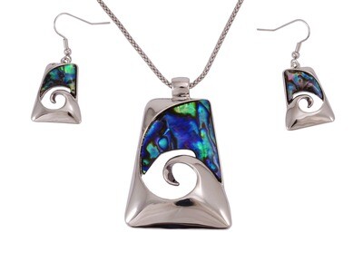 Paua Koru Necklace/Earring Set