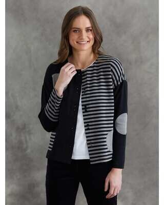 Plain/Stripe Combination Jacket/Cardy