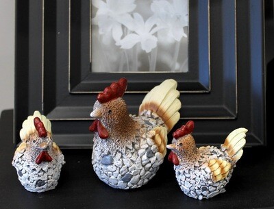 Set of 3 Pebble Roosters