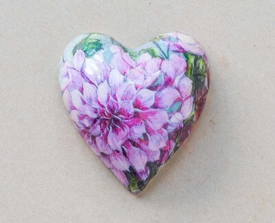 Pink Dahlia Wall Heart - Small