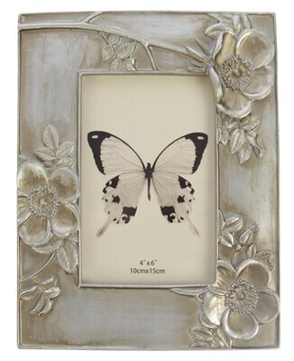Floral 4x6 Champagne Photo Frame