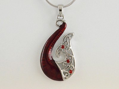 Red Whale Tail Pendant