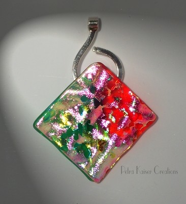 Splatter Pendant with red and green backing