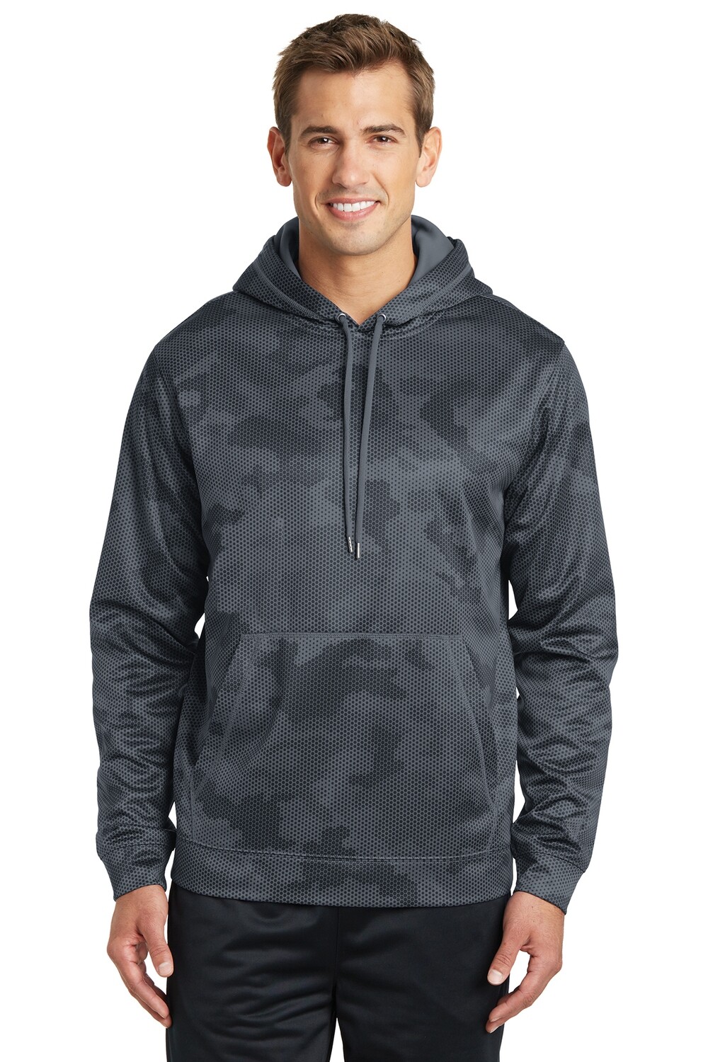 Sport-Tek® Sport-Wick® CamoHex Fleece Hooded Pullover Youth and Adult With BumbleBee design on Full Front