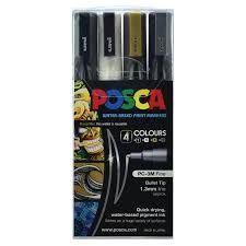 Posca Set 5M Metallic 4 pc
