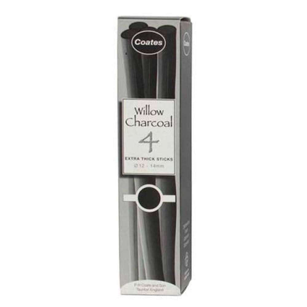 Coates Willow Charcoal 4 Extra Thick Sticks