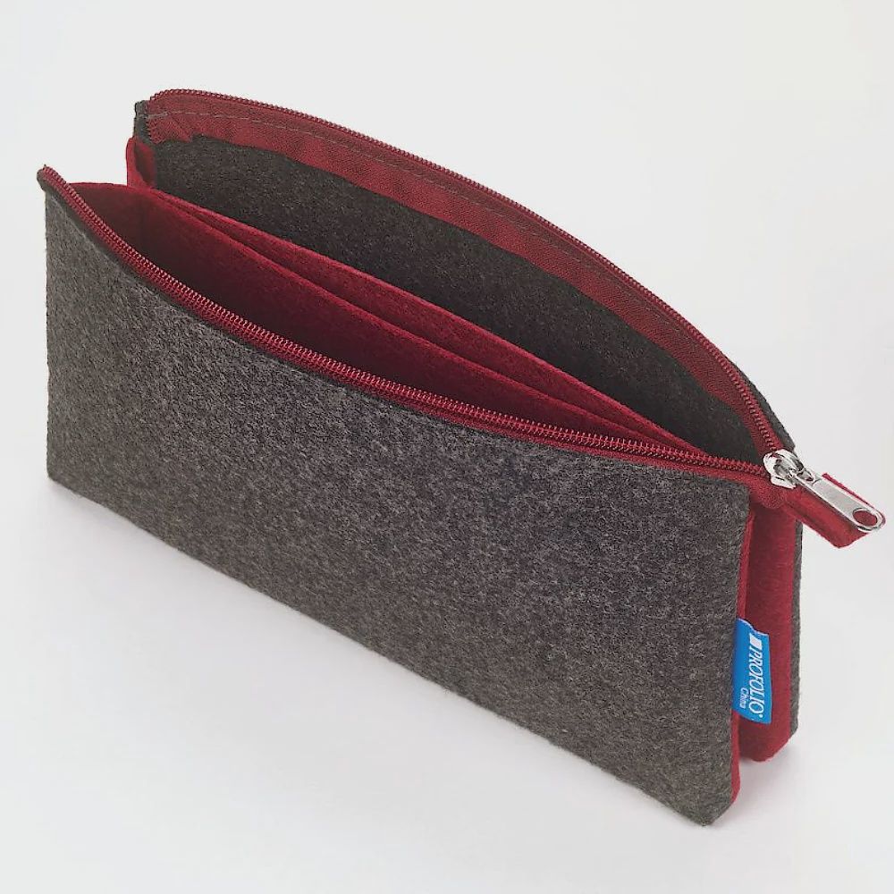 Midtown Pouch Grey/Maroon Small