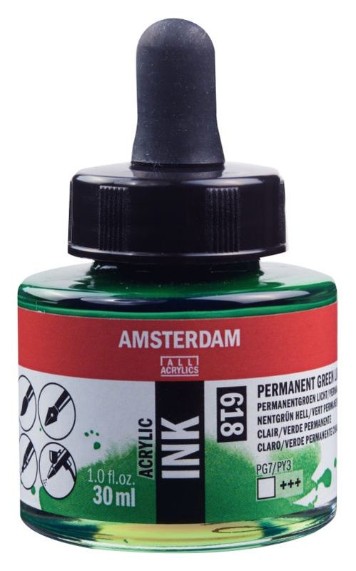 AM Acrylic Ink 30 ml Perm Green Lt