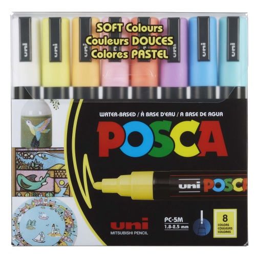 Posca Set 5M Medium Soft Colors 8pc