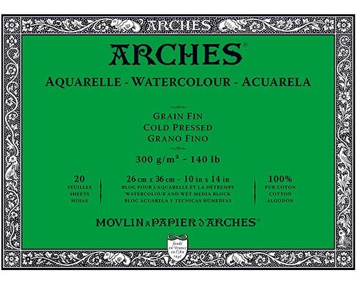 Arches Cold Press Watercolor Block 140 lb 10 x 14 in 20 Sheets