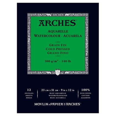 Arches Cold Press Watercolor Pad 140 lb 9 x 12 in 12 Sheets
