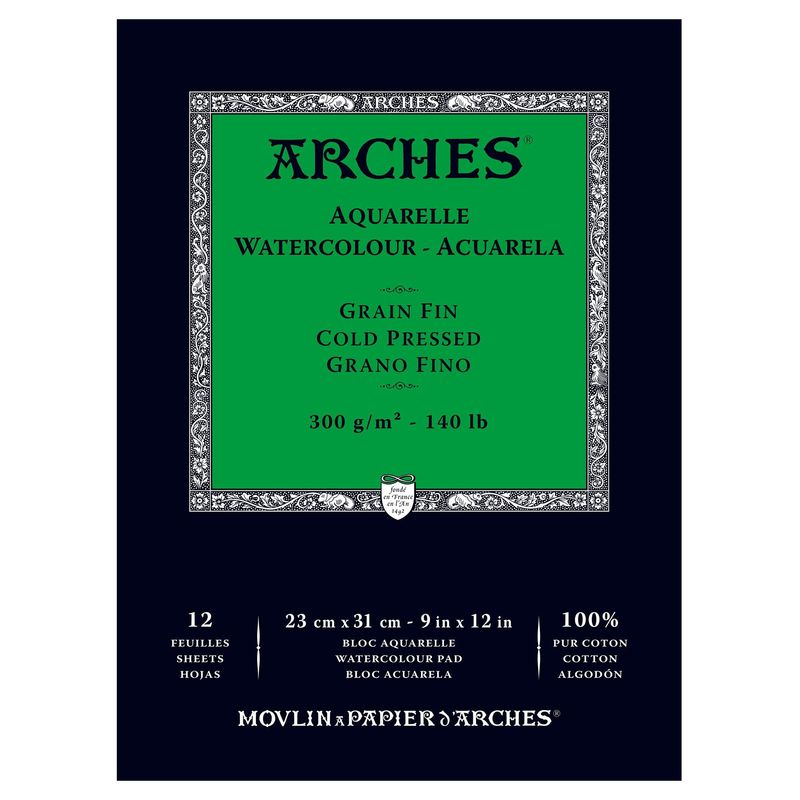 Arches Cold Press Watercolor Pad 140 lb 9 x 12 in 12 Sheets