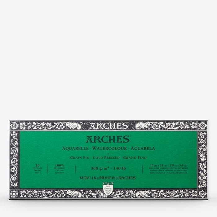 Arches Cold Press Watercolor Block 140 lb 3.9 x 9.8 in 20 Sheets