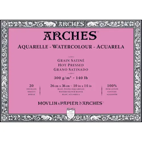 Arches Hot Press Watercolor Block 140 lb 10 x 14 in 20 Sheets