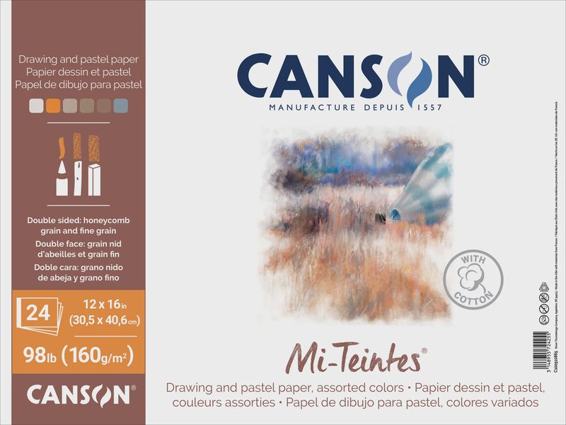 Canson Mi-Teintes Grey Assortment Paper Pad 12 x 16 in 24 Sheets