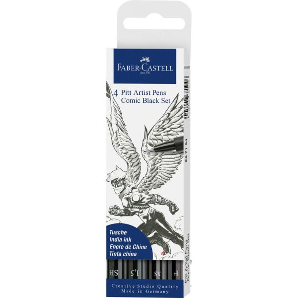 Faber Castell Pitt Artist Pen – Comic Black Set of 4