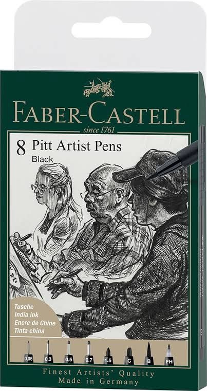 Faber Castell Pitt Artist Black Set of 8