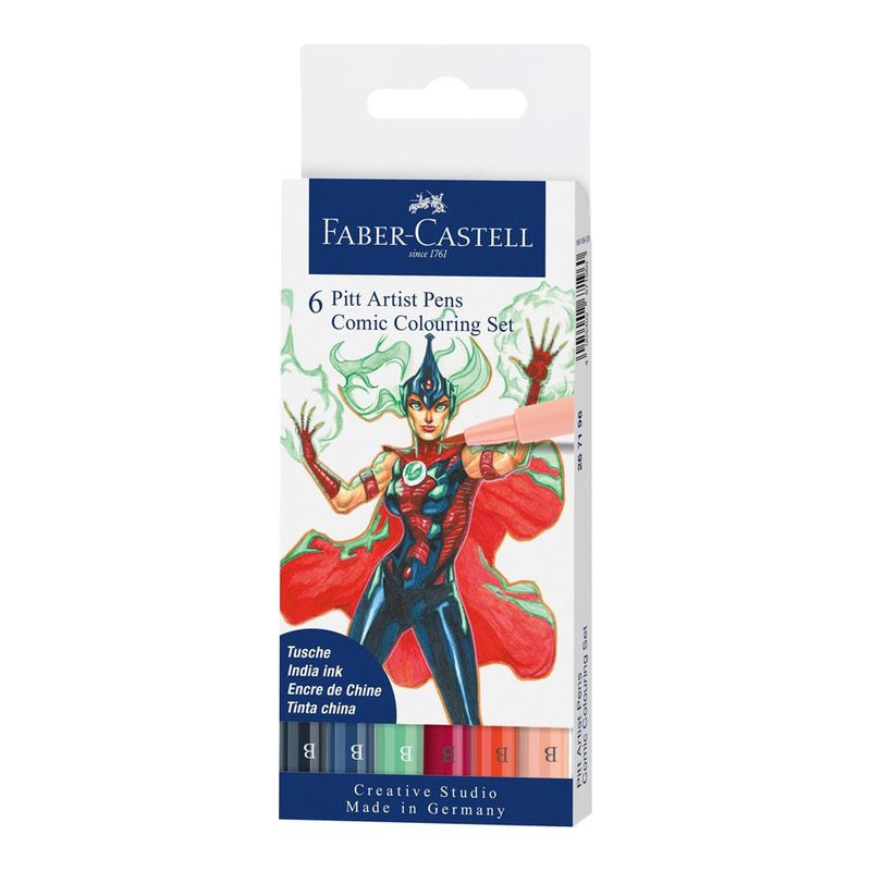 Faber Castell Pitt Pen Comic Color Set 6 Pack