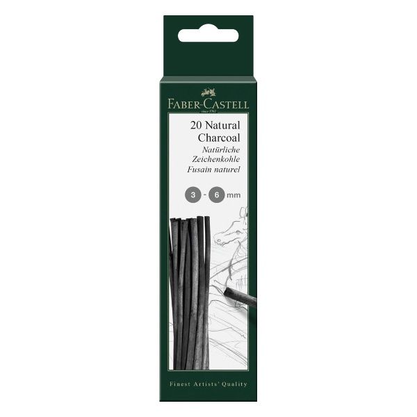 Faber-Castell Natural Charcoal Sticks 3–6 mm 20 Piece