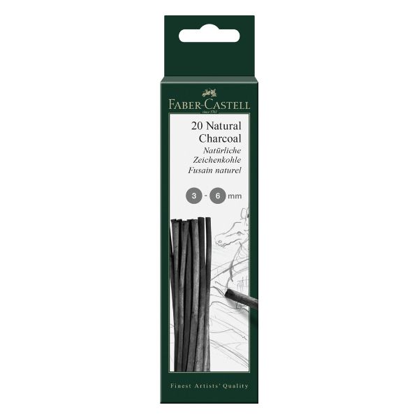 Faber-Castell Natural Charcoal Sticks 3–6 mm 20 Piece