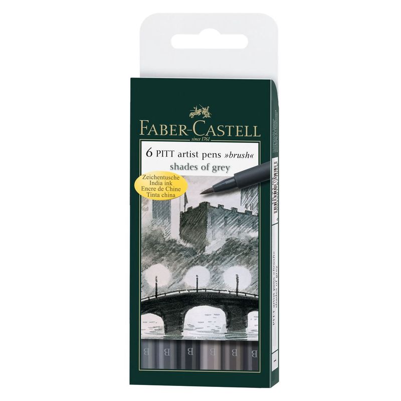 Faber Castell Pitt Artist Grey Pen Set of 6
