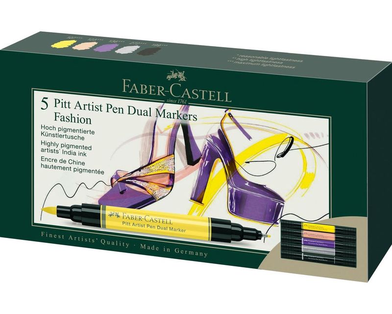 Faber Castell Pitt Artist Dual Brush Marker Set Fashion 5pc